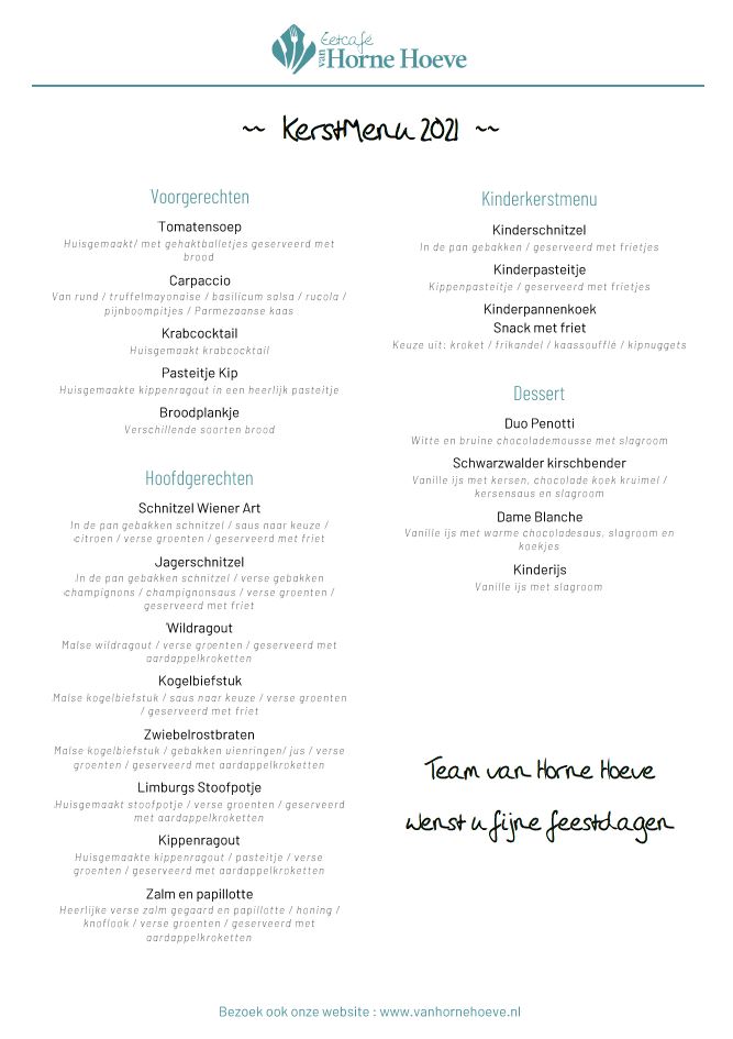 Kerstmenu – van Horne Hoeve